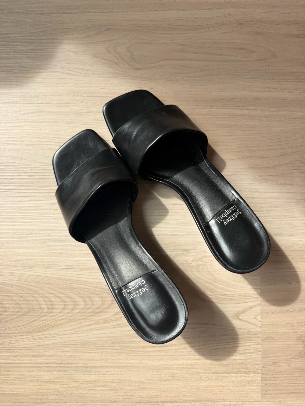 Jeffrey Campbell Black Wide-Band Slide Sandals